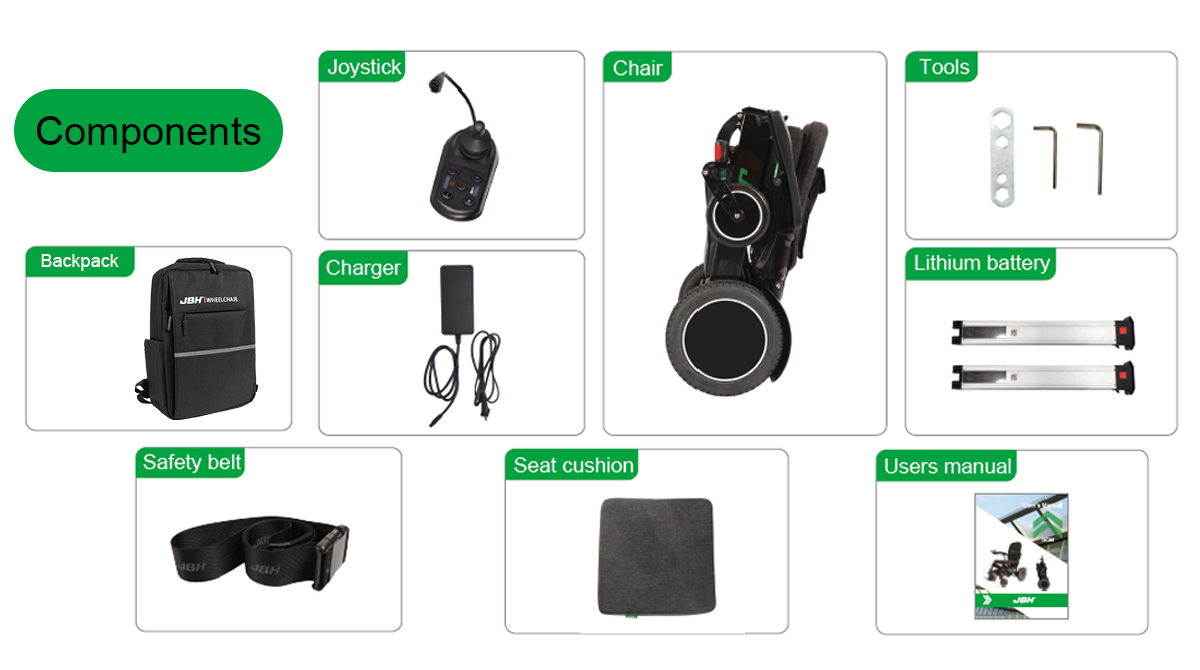 JBH Cadeira de rodas el&eacute;trica de fibra de carbono DC06