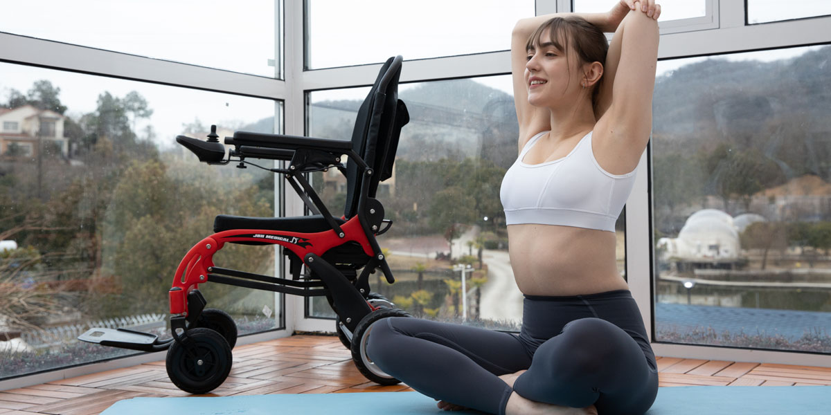 JBH cadeira de rodas el&eacute;trica de fibra de carbono